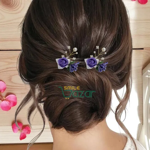 Bridal_Hair_Bun_Pin_Accessories_/_Fancy_Golden_Juda_Pins_with_Artificial_PURPLE_Rose_for_Women_and_Girls_-_Set_of_5_PCs