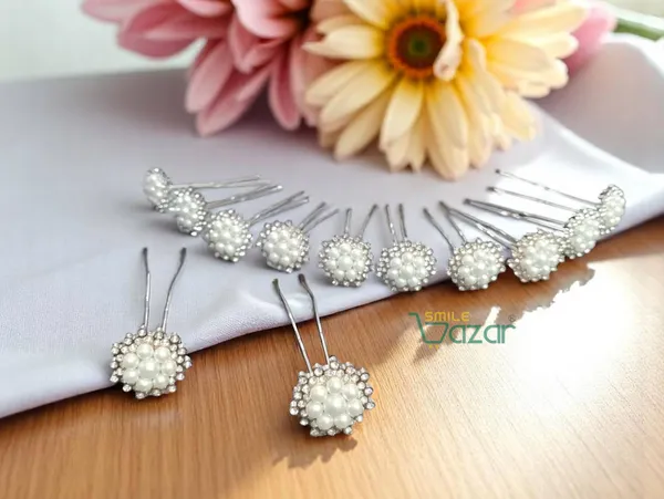 Bridal_Hair_Bun_Pin_Accessories_/_Fancy_Golden_Juda_Pins_with_White_Artificial_Pearl_flowers_for_Women_and_Girls_-_Set_of_12_PCs