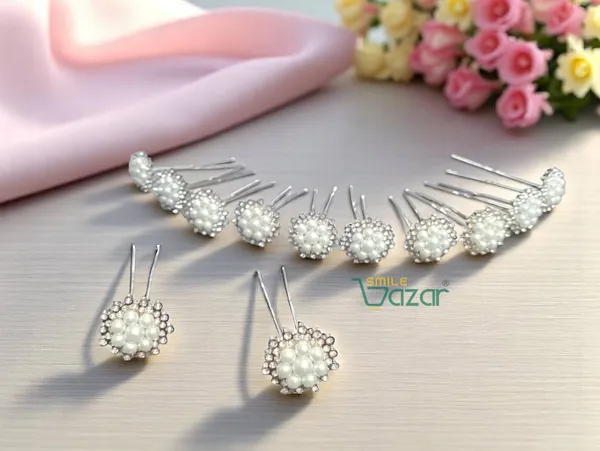 Bridal_Hair_Bun_Pin_Accessories_/_Fancy_Golden_Juda_Pins_with_White_Artificial_Pearl_flowers_for_Women_and_Girls_-_Set_of_12_PCs