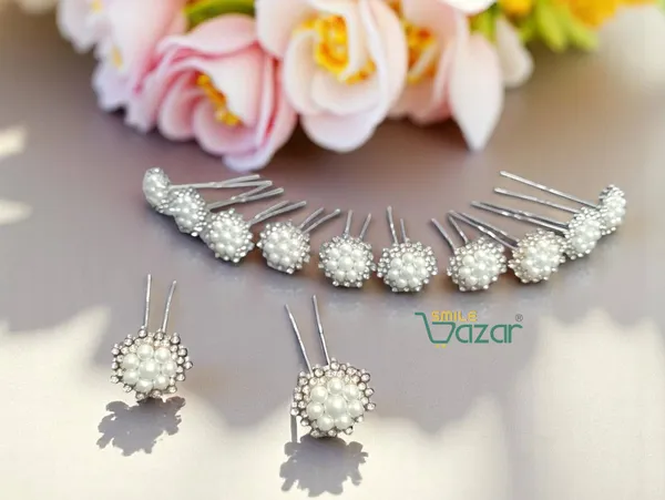 Bridal_Hair_Bun_Pin_Accessories_/_Fancy_Golden_Juda_Pins_with_White_Artificial_Pearl_flowers_for_Women_and_Girls_-_Set_of_12_PCs