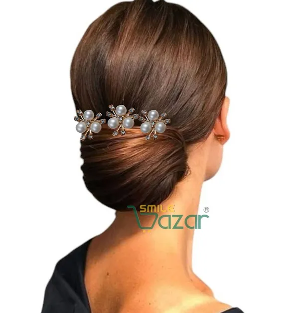 Bridal_Hair_Bun_Pin_Accessories_/_Fancy_Golden_Juda_Pins_with_White_Faux_Pearl_flowers_for_Women_and_Girls_-_Set_of_12_PCs