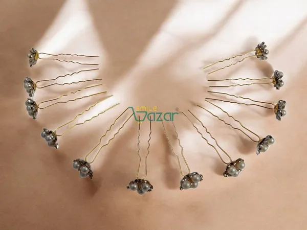 Bridal_Hair_Bun_Pin_Accessories_/_Fancy_Golden_Juda_Pins_with_White_Faux_Pearl_flowers_for_Women_and_Girls_-_Set_of_12_PCs