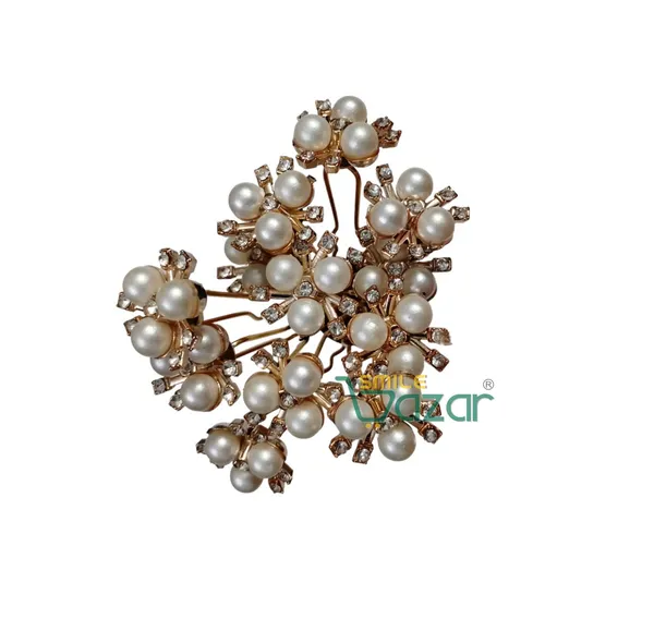 Bridal_Hair_Bun_Pin_Accessories_/_Fancy_Golden_Juda_Pins_with_White_Faux_Pearl_flowers_for_Women_and_Girls_-_Set_of_12_PCs