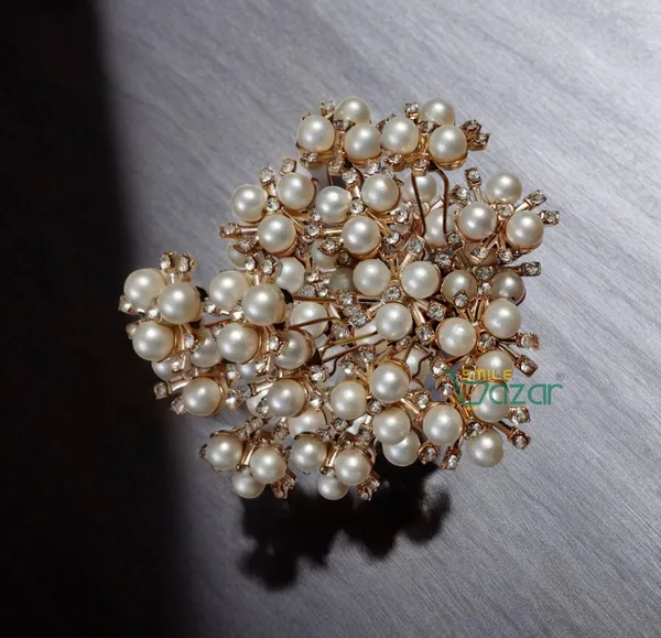 Bridal_Hair_Bun_Pin_Accessories_/_Fancy_Golden_Juda_Pins_with_White_Faux_Pearl_flowers_for_Women_and_Girls_-_Set_of_12_PCs