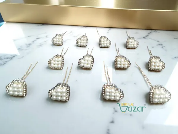 Bridal_Hair_Bun_Pin_Accessories_/_Fancy_Golden_Juda_Pins_with_White_artificial_Pearl_heart_shape_for_Women_and_Girls_-_Set_of_12_PCs