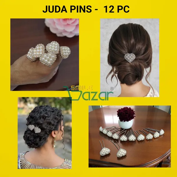 Bridal_Hair_Bun_Pin_Accessories_/_Fancy_Golden_Juda_Pins_with_White_artificial_Pearl_heart_shape_for_Women_and_Girls_-_Set_of_12_PCs