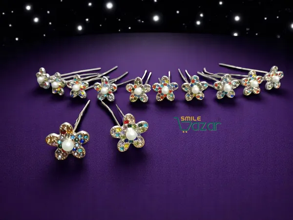 Bridal_Hair_Bun_Pin_Accessories_/_Fancy_Golden_Juda_Pins_with_dazzling_flower__for_Women_and_Girls_-_Set_of_12_PCs