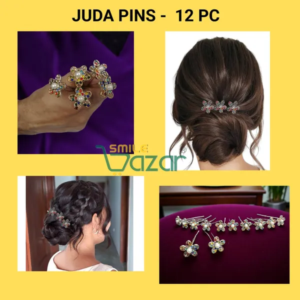 Bridal_Hair_Bun_Pin_Accessories_/_Fancy_Golden_Juda_Pins_with_dazzling_flower__for_Women_and_Girls_-_Set_of_12_PCs