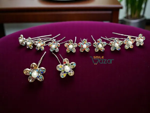 Bridal_Hair_Bun_Pin_Accessories_/_Fancy_Golden_Juda_Pins_with_dazzling_flower__for_Women_and_Girls_-_Set_of_12_PCs