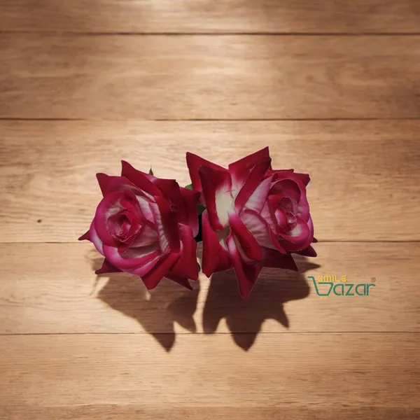 Bridal_Hair_Pin_Bun_Pin_Accessories_/_Fancy_Golden_Juda_Pins_with_Artificial_Big_Size_6_Cm_MAGENTA_PINK_Rose_Hair_Pin_for_Women_and_Girls_hair_pins_for_women_wedding_-_Set_of_2_PCs