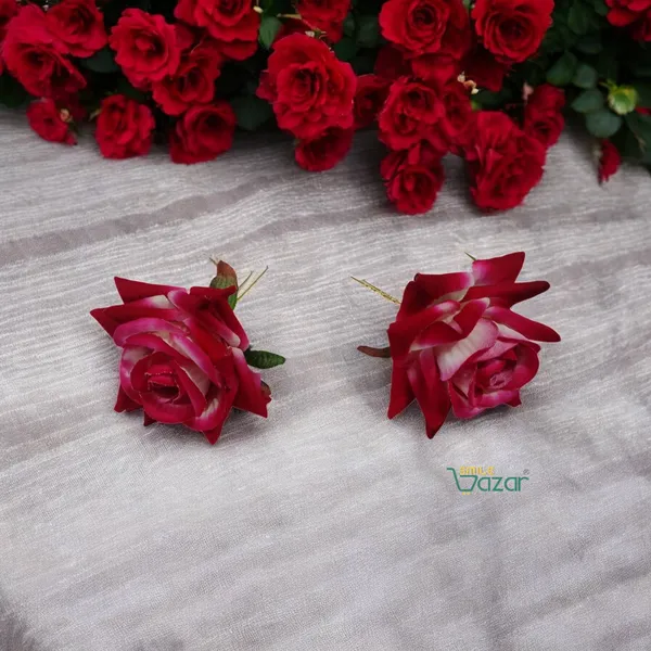 Bridal_Hair_Pin_Bun_Pin_Accessories_/_Fancy_Golden_Juda_Pins_with_Artificial_Big_Size_6_Cm_MAGENTA_PINK_Rose_Hair_Pin_for_Women_and_Girls_hair_pins_for_women_wedding_-_Set_of_2_PCs
