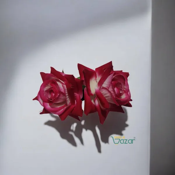 Bridal_Hair_Pin_Bun_Pin_Accessories_/_Fancy_Golden_Juda_Pins_with_Artificial_Big_Size_6_Cm_MAGENTA_PINK_Rose_Hair_Pin_for_Women_and_Girls_hair_pins_for_women_wedding_-_Set_of_2_PCs