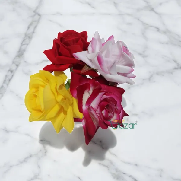 Bridal_Hair_Pin_Bun_Pin_Accessories_/_Fancy_Golden_Juda_Pins_with_Artificial_Big_Size_6_Cm_MULTI_COLOUR__Rose_Hair_Pin_for_Women_and_Girls_hair_pins_for_women_wedding_:_Set_of_4_PCs