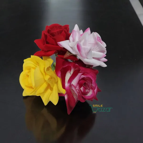 Bridal_Hair_Pin_Bun_Pin_Accessories_/_Fancy_Golden_Juda_Pins_with_Artificial_Big_Size_6_Cm_MULTI_COLOUR__Rose_Hair_Pin_for_Women_and_Girls_hair_pins_for_women_wedding_:_Set_of_4_PCs