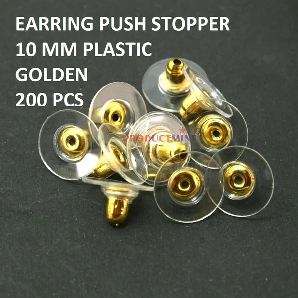 Golden_Flat_Clear_Plastic_Ear_Back_Stoppers_(200_Pcs)_+_Golden_Plastic_Ear_Back_Stoppers_(200_Pcs)_Push_Buttons_Findings_Stud_Earring_Plugs_Stoppers_For_Earrings_10_Mm-_Total_400_Pieces