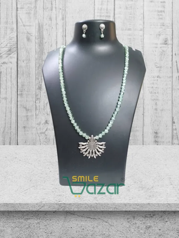 Ethnic_Big_Pendant_Artificial_Oxidised_Necklace_Set__for_Girls_&_Women_-_AQUA_GREEN
