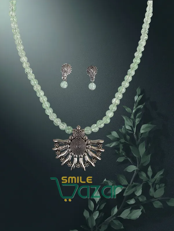 Ethnic_Big_Pendant_Artificial_Oxidised_Necklace_Set__for_Girls_&_Women_-_AQUA_GREEN