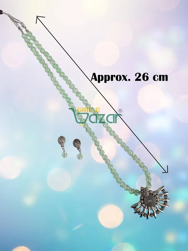 Ethnic_Big_Pendant_Artificial_Oxidised_Necklace_Set__for_Girls_&_Women_-_AQUA_GREEN