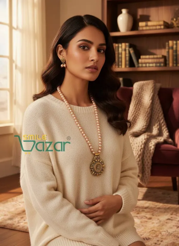 Ethnic_Big_Pendant_Artificial_Oxidised_Necklace_Set__for_Girls_&_Women_-_BEIGE