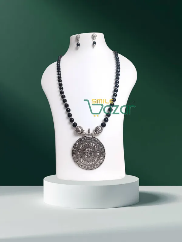 Ethnic_Big_Pendant_Artificial_Oxidised_Necklace_Set__for_Girls_&_Women_-_BLACK