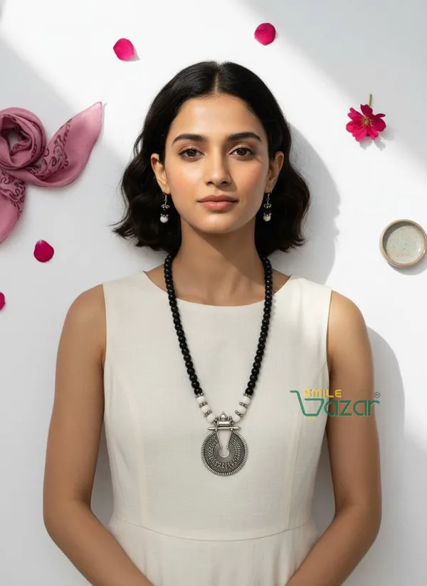 Ethnic_Big_Pendant_Artificial_Oxidised_Necklace_Set__for_Girls_&_Women_-_BLACK