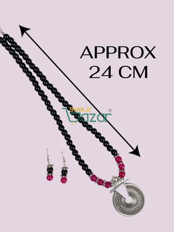 Ethnic_Big_Pendant_Artificial_Oxidised_Necklace_Set__for_Girls_&_Women_-_BLACK_AND_MAGENTA