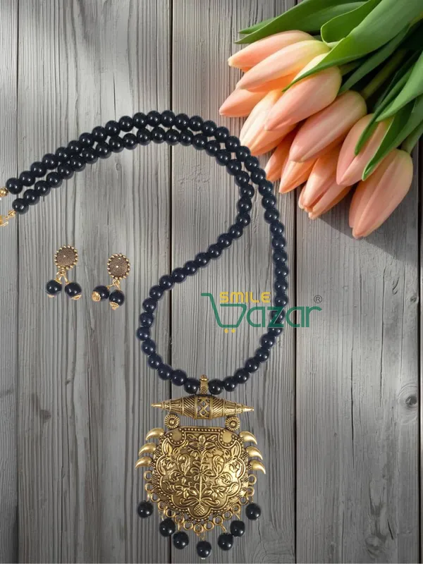 Ethnic_Big_Pendant_Artificial_Oxidised_Necklace_Set__for_Girls_&_Women_-_BLACK