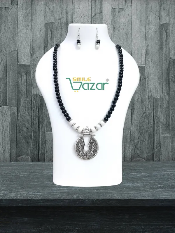 Ethnic_Big_Pendant_Artificial_Oxidised_Necklace_Set__for_Girls_&_Women_-_BLACK