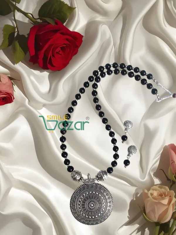 Ethnic_Big_Pendant_Artificial_Oxidised_Necklace_Set__for_Girls_&_Women_-_BLACK