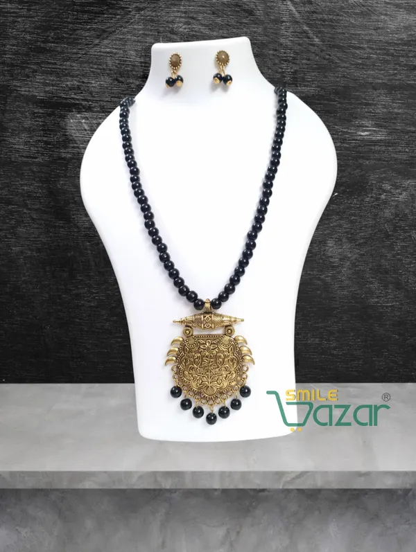 Ethnic_Big_Pendant_Artificial_Oxidised_Necklace_Set__for_Girls_&_Women_-_BLACK