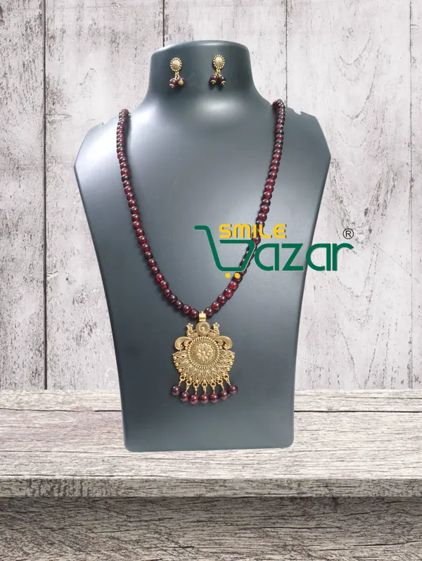 Ethnic_Big_Pendant_Artificial_Oxidised_Necklace_Set__for_Girls_&_Women_-_DARK_MAROON