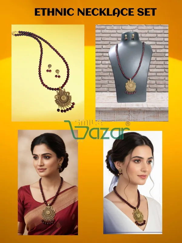 Ethnic_Big_Pendant_Artificial_Oxidised_Necklace_Set__for_Girls_&_Women_-_DARK_MAROON