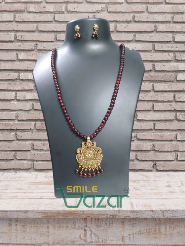 Ethnic_Big_Pendant_Artificial_Oxidised_Necklace_Set__for_Girls_&_Women_-_DARK_MAROON