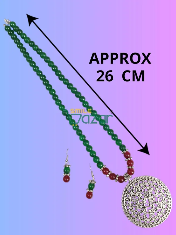 Ethnic_Big_Pendant_Artificial_Oxidised_Necklace_Set__for_Girls_&_Women_-_GREEN_AND_MAROON