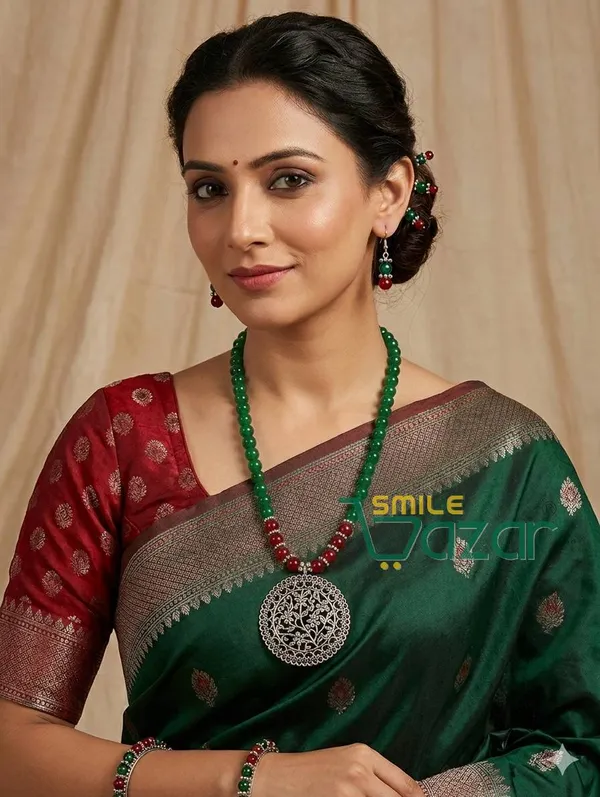 Ethnic_Big_Pendant_Artificial_Oxidised_Necklace_Set__for_Girls_&_Women_-_GREEN_AND_MAROON