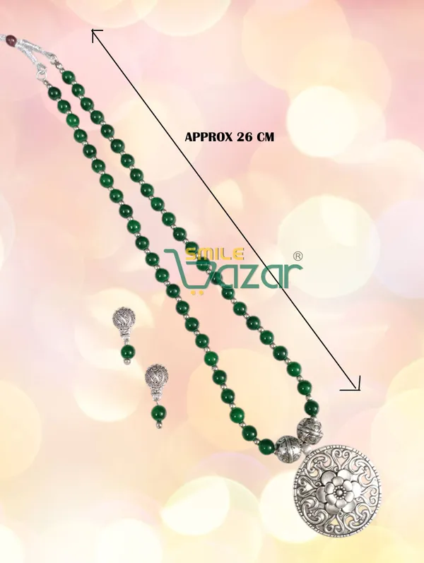Ethnic_Big_Pendant_Artificial_Oxidised_Necklace_Set__for_Girls_&_Women_-_GREEN