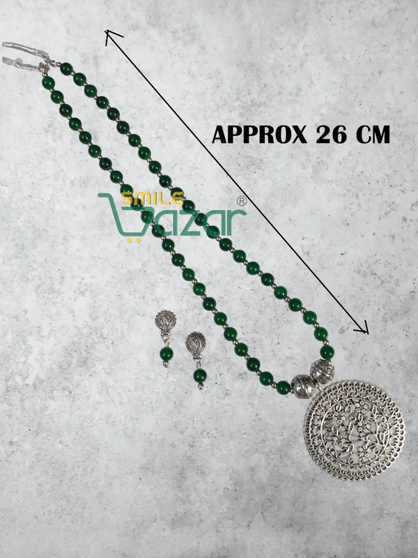 Ethnic_Big_Pendant_Artificial_Oxidised_Necklace_Set__for_Girls_&_Women_-_GREEN