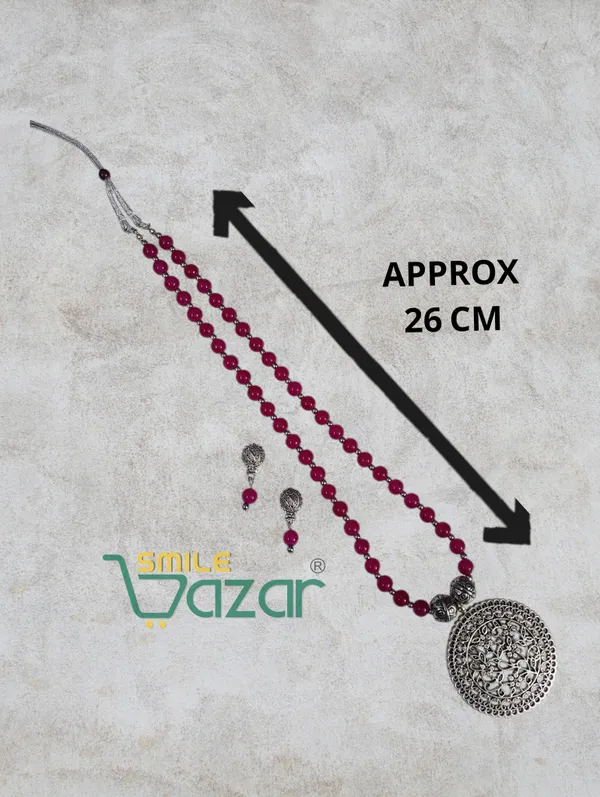 Ethnic_Big_Pendant_Artificial_Oxidised_Necklace_Set__for_Girls_&_Women_-_MAGENTA