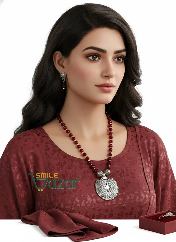 Ethnic_Big_Pendant_Artificial_Oxidised_Necklace_Set__for_Girls_&_Women_-_MAROON