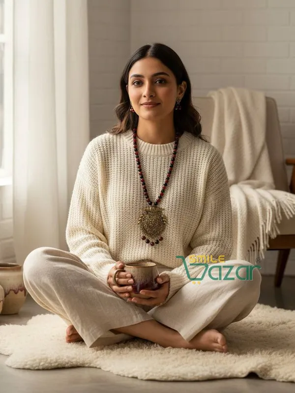 Ethnic_Big_Pendant_Artificial_Oxidised_Necklace_Set__for_Girls_&_Women_-_MAROON_AND_BLACK