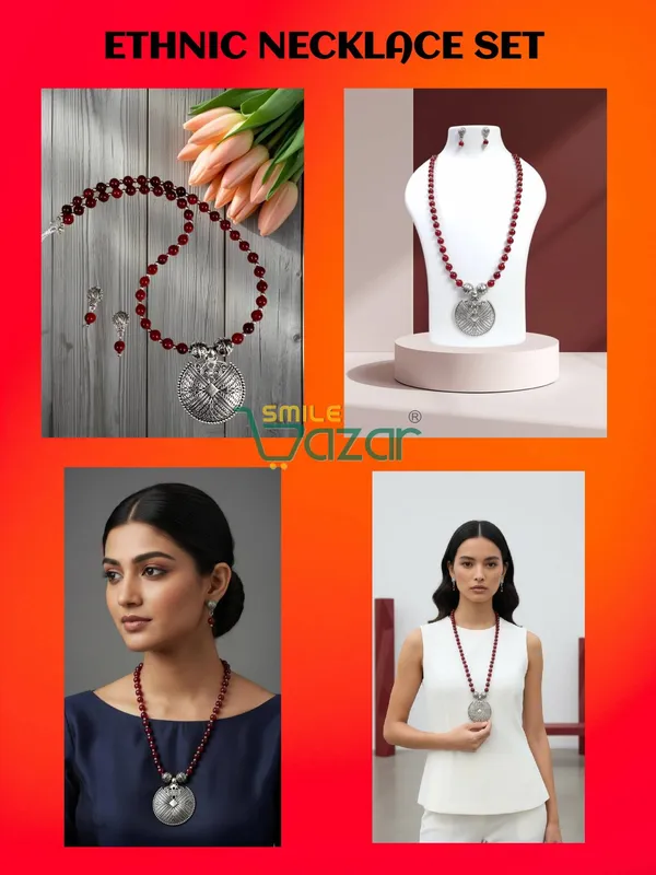 Ethnic_Big_Pendant_Artificial_Oxidised_Necklace_Set__for_Girls_&_Women_-_MAROON