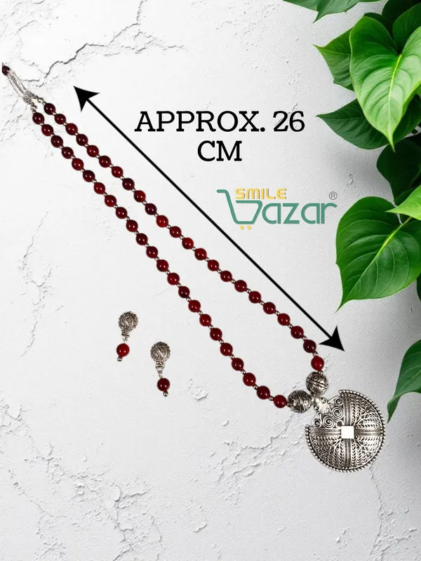 Ethnic_Big_Pendant_Artificial_Oxidised_Necklace_Set__for_Girls_&_Women_-_MAROON