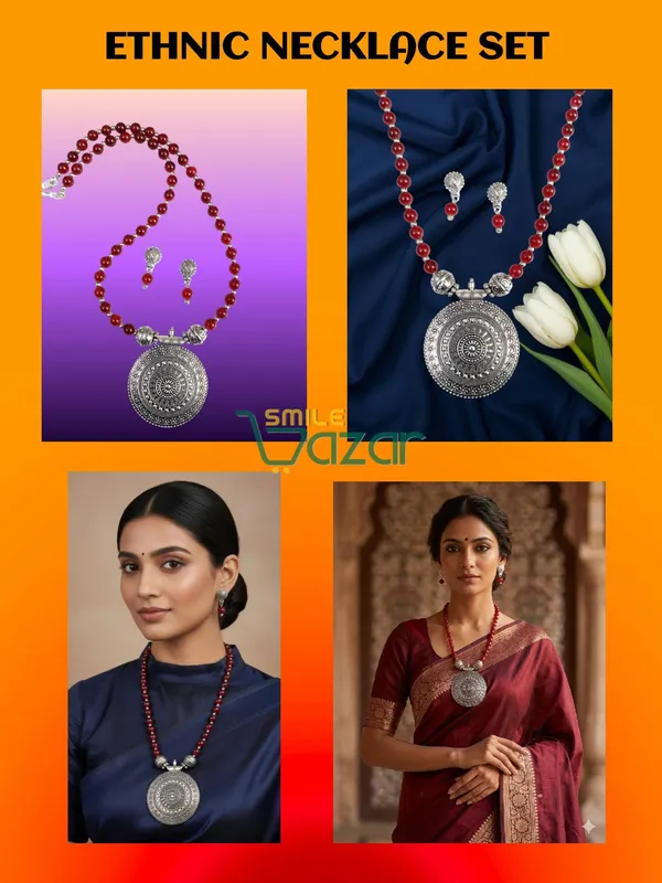 Ethnic_Big_Pendant_Artificial_Oxidised_Necklace_Set__for_Girls_&_Women_-_MAROON
