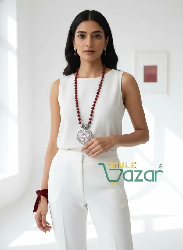 Ethnic_Big_Pendant_Artificial_Oxidised_Necklace_Set__for_Girls_&_Women_-_MAROON