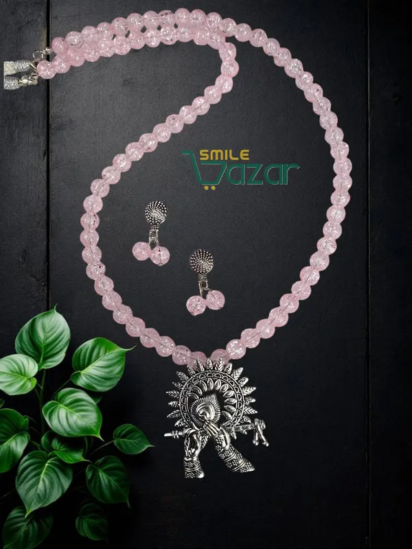 Ethnic_Big_Pendant_Artificial_Oxidised_Necklace_Set__for_Girls_&_Women_-_PINK
