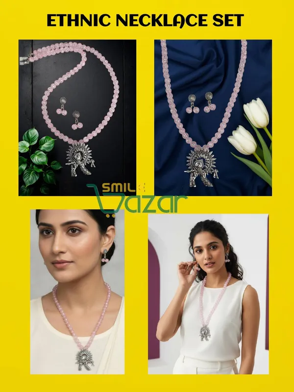 Ethnic_Big_Pendant_Artificial_Oxidised_Necklace_Set__for_Girls_&_Women_-_PINK