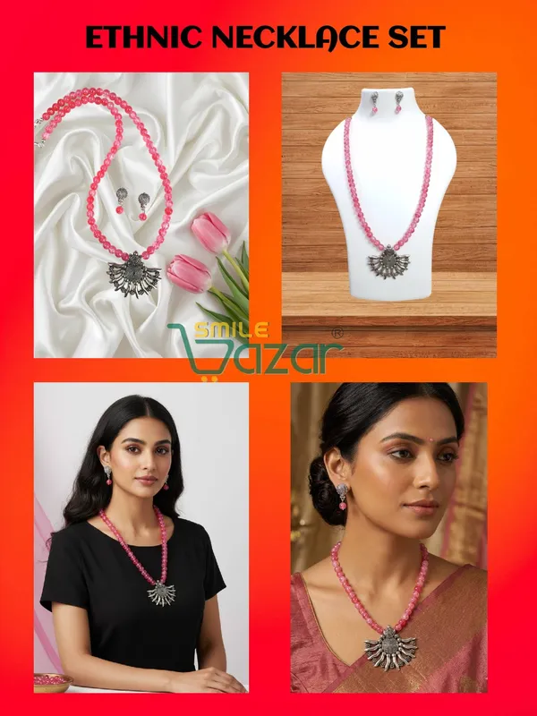 Ethnic_Big_Pendant_Artificial_Oxidised_Necklace_Set__for_Girls_&_Women_-_PINK
