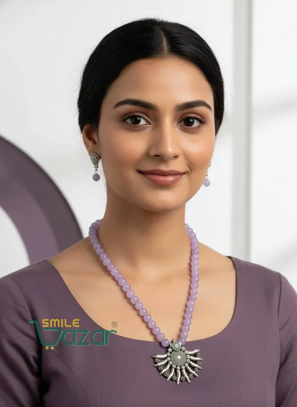 Ethnic_Big_Pendant_Artificial_Oxidised_Necklace_Set__for_Girls_&_Women_-_PURPLE