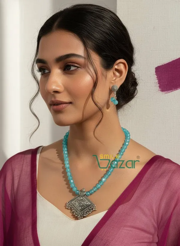 Ethnic_Big_Pendant_Artificial_Oxidised_Necklace_Set__for_Girls_&_Women_-_TURQUOISE_BLUE