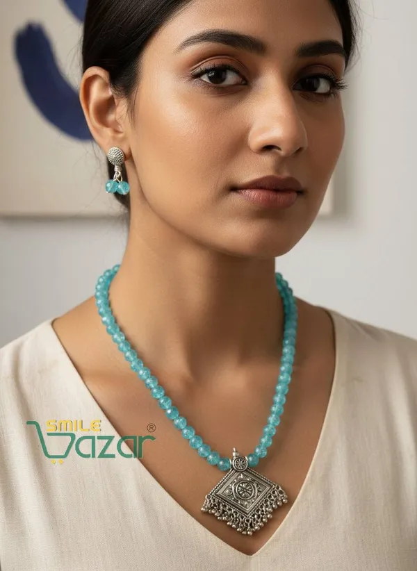 Ethnic_Big_Pendant_Artificial_Oxidised_Necklace_Set__for_Girls_&_Women_-_TURQUOISE_BLUE